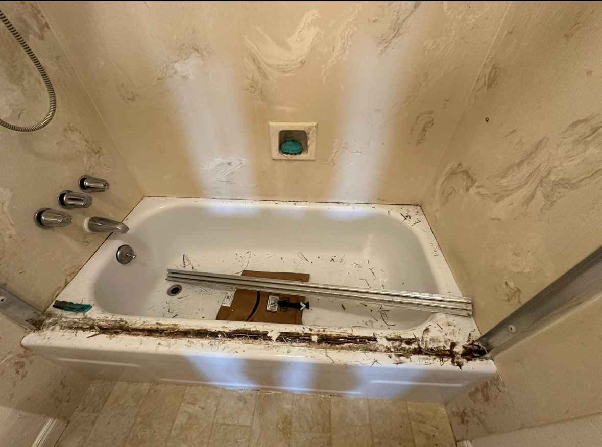 Tub surround restoration before work
